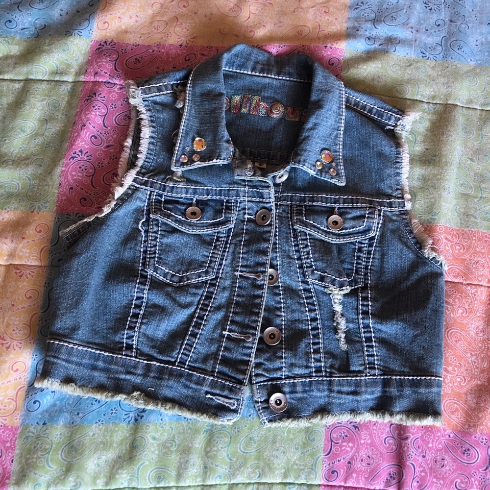 Dollhouse Distressed Cropped Jean Vest